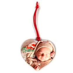 Ornamento cuore in legno con foto