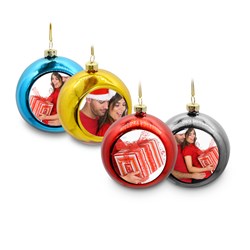 Palla di natale in plastica con foto