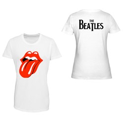 T-shirt donna full foto bianco Fronte/Retro  poliestere