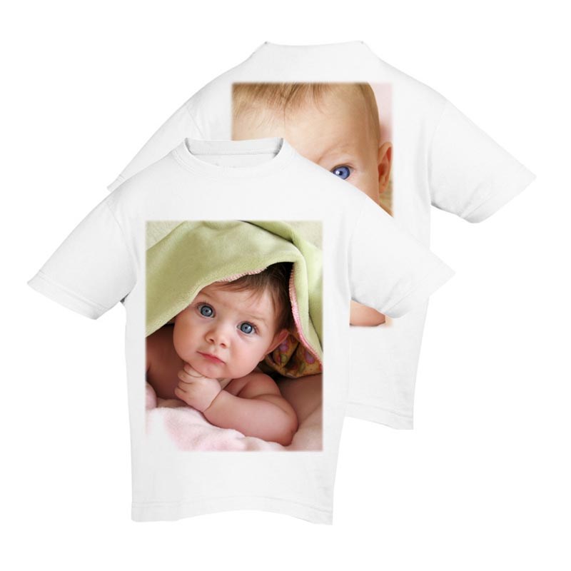 T-Shirt bimbo full foto bianco Fronte/Retro con foto poliestere